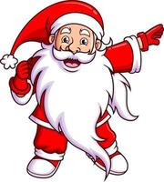 The old santa claus is gesturing the way with the hand vector