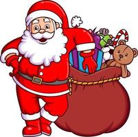 The santa claus is preparing the a sack of christmas gift for the christmas night vector