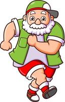 The old santa claus is wearing the shirt and dancing hip hop vector