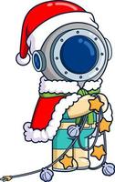 The diver is going to celebrate the christmas party by installing the light vector