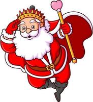 The king santa claus is looking for someone while holding a love stick and robe vector