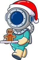 The diver is serving a ginger bread man while walking around vector