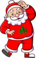 The santa claus is standing and posing with the winter jacket vector