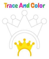 Crown headband tracing worksheet for kids vector