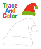 Christmas elf hat tracing worksheet for kids vector