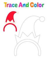 Christmas hat headband tracing worksheet for kids vector