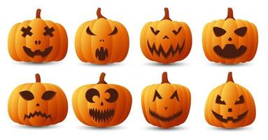Halloween Pumpkin Face Collection, Vector illustration