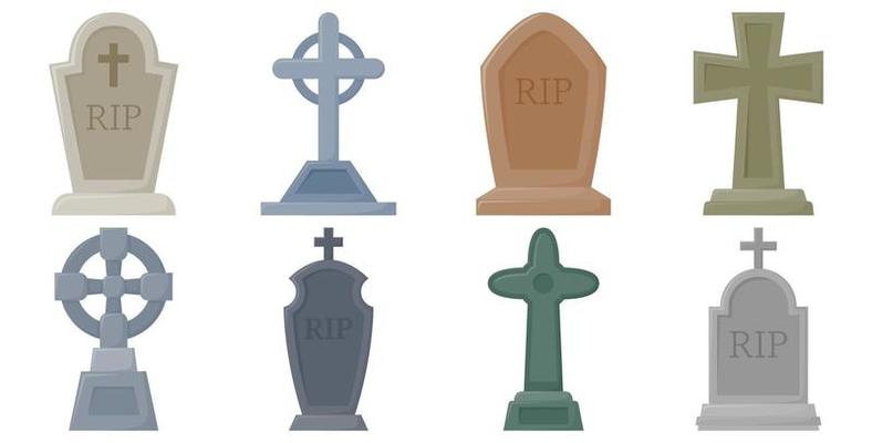 Set of Tombstone isolated on white background