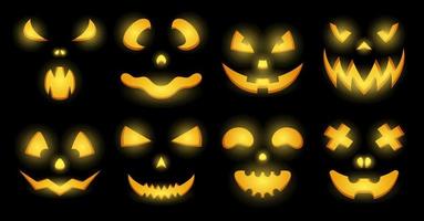 Halloween Pumpkin Face set, Vector illustration