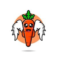 cute carrots flying design mascot kawaii vector