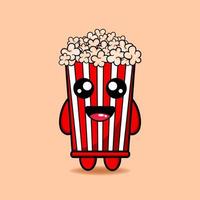 cute popcorn design mascot kawaii vector