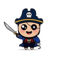 cute pirate design mascot kawaii vector