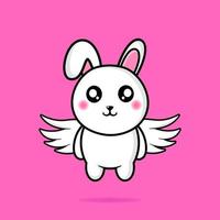 cute rabbit flying design mascot kawaii vector