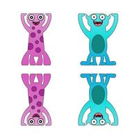 set cute monster design mascot kawaii vector