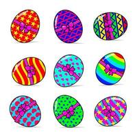 set vector colorful easter eggs using ribbons