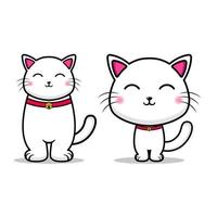 cute 2 cat caricature design mascot kawaii vector