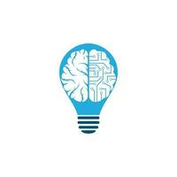 Brain connection bulb shape concept shape concept logo design. digital brain logo template. vector