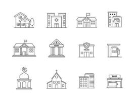 Set of building icons with linear style isolated on white background vector