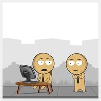Man at the computer vector