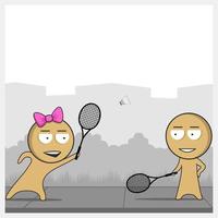 People playing badminton vector