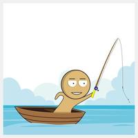 Man fishing in a boat vector