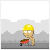 Worker with a wheelbarrow vector