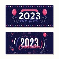 flat new year horizontal banner template vector