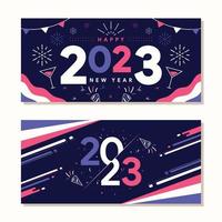 flat new year horizontal banner template vector