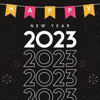 flat new year social media post template vector