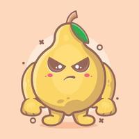 serious quince fruit character mascot with angry expression isolated cartoon in flat style design vector