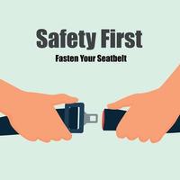 Fasten seat belt warning banner safety trip for passengers on car and plane transportation vector