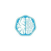 Brain connection logo design. digital brain logo template. vector
