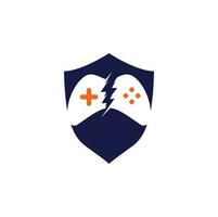 Thunder game logo, Game control with lightning icon logo vector