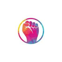 Fist hand power logo. Protest strong fist raised fight logo