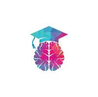 Brain and graduation cap icon design. Educational and institutional logo design. vector