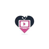 TV media heart shape concept logo design. TV Service Logo Template Design. Television logo design vector