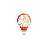 Brain connection bulb shape concept shape concept logo design. digital brain logo template. vector