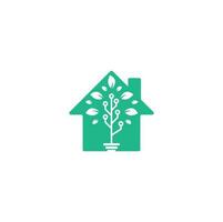 Tech Tree home shape concept Logo Template Design. vector