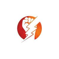 diseño del logotipo de poder de trueno de puño. diseño de logotipo de trueno de mano.