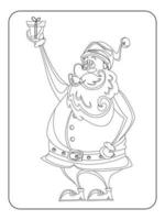 Cute Christmas Santa Coloring page for kids vector