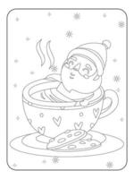 Cute Christmas Santa Coloring page for kids vector