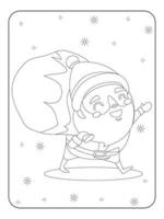 Cute Christmas Santa Coloring page for kids vector