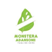 Monstera adansonii Leaf Logo, Green Plant Vector, Tree Vector, Rare Leaf Illustration vector