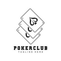 logotipo de la tarjeta del casino de póquer, icono de la tarjeta de diamantes, corazones, picas, as. diseño del club de póquer del juego de apuestas vector