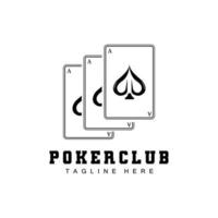 Poker Casino Card Logo, Diamond Card Icon, Hearts, Spades, Ace. Gambling Game Poker Club Design vector