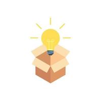 Light bulb looks out of the box flat design style vector