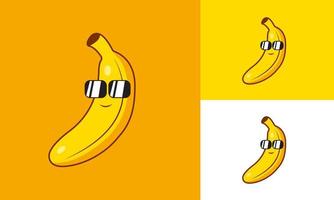 Cool banana logo illustration. Perfect for game store, food store, food logo, game developer, game or food review blog or vlog channel, game fans or community, etc. vector