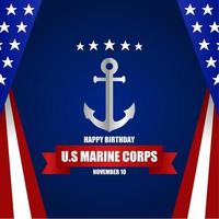 feliz cumpleaños cuerpo de marines de estados unidos tema vector ilustración.