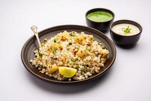 Sabudana Khichadi - An authentic dish from Maharashtra made with sago seeds, served with curd photo
