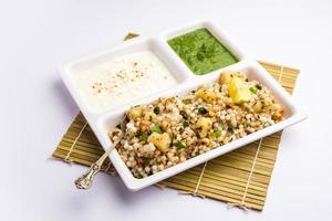 Sabudana Khichadi - An authentic dish from Maharashtra made with sago seeds, served with curd photo